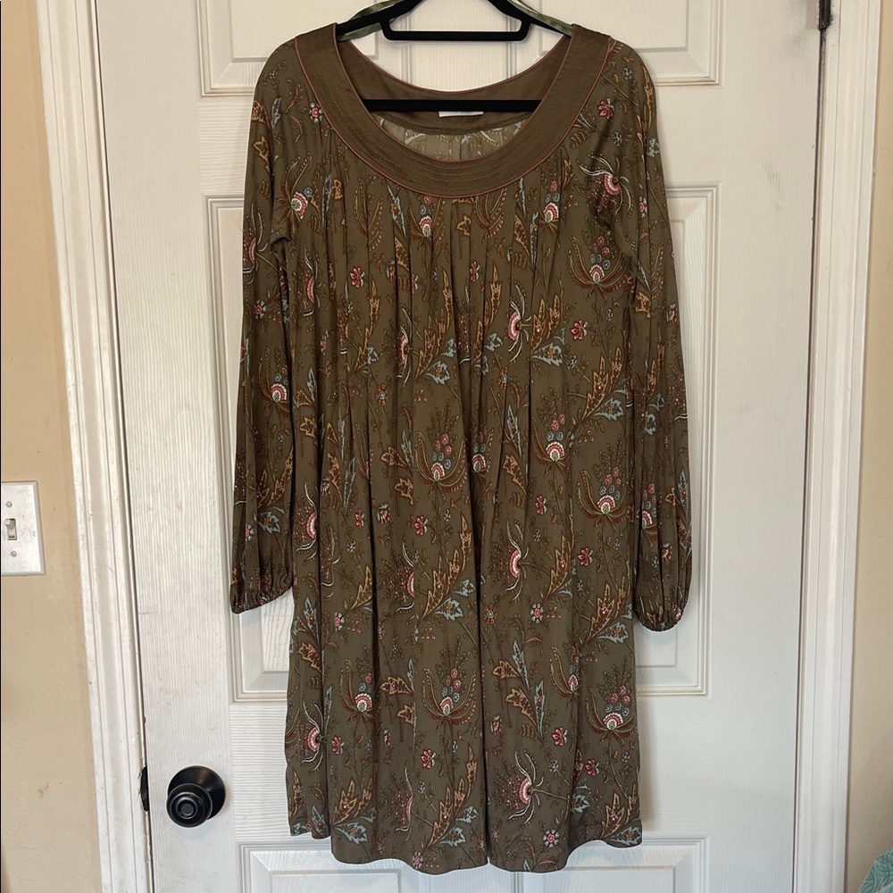 Badgley Mischka Floral Olive Green Dress